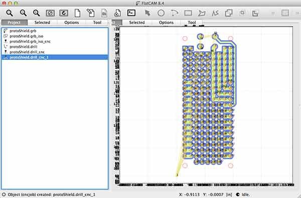 import gerber flatcam protoShield drill cnc 1