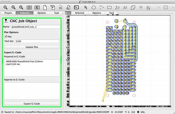 import gerber flatcam protoShield drill cnc parameter 1