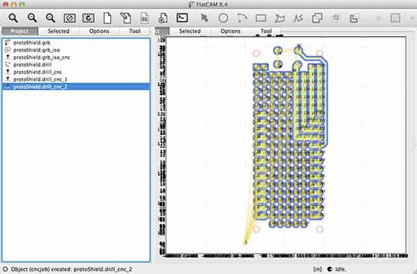import gerber flatcam protoShield drill cnc 2