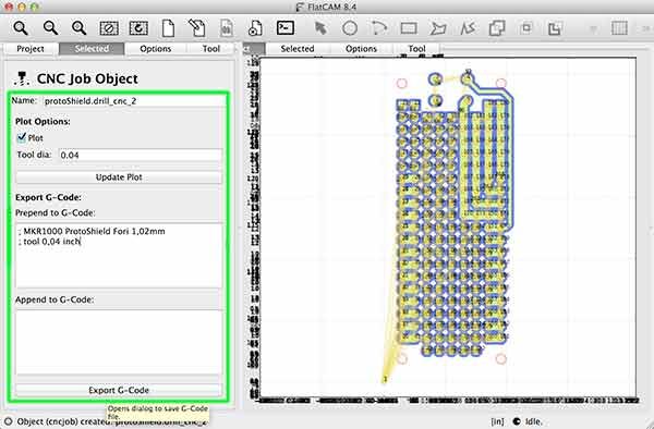 import gerber flatcam protoShield drill cnc parameter 2