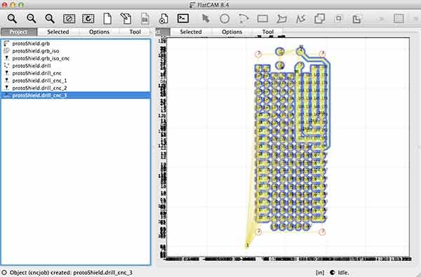 import gerber flatcam protoShield drill cnc 3