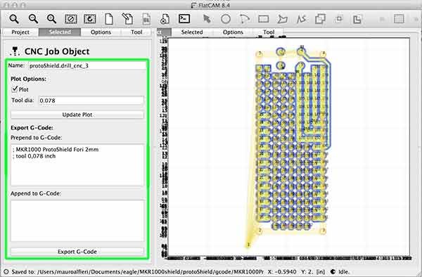 import gerber flatcam protoShield drill cnc parameter 3