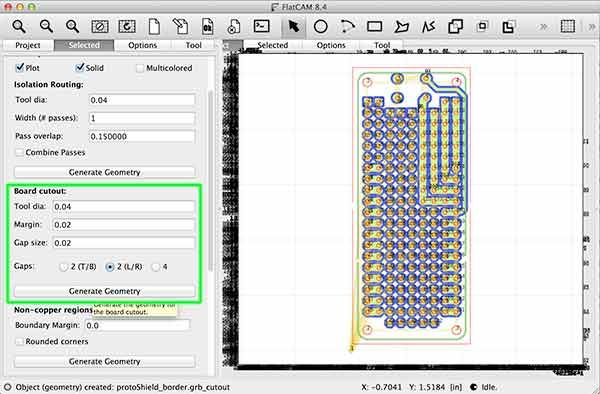 import gerber flatcam protoShield border grb parameter