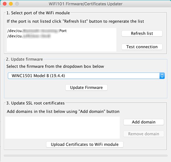 Arduino IDE 1.6.11 Firmware updater Screen