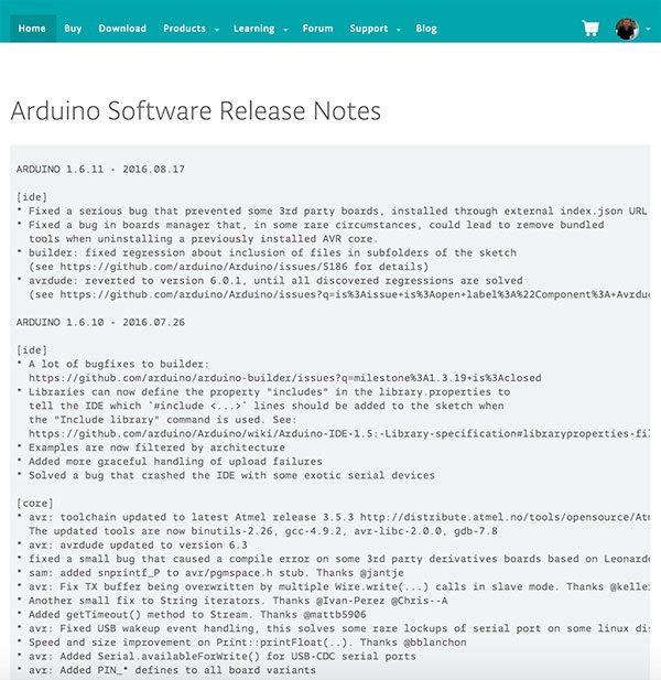 Arduino IDE 1.6.11 release notes