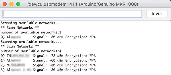 mkr1000 scan network serial output