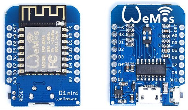 WeMos D1 Mini top and bottom