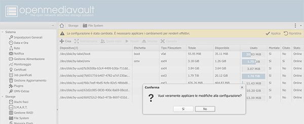 NAS openmediavault external disk usb mount confirm