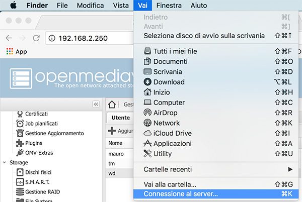 openmediavault user and share test connection