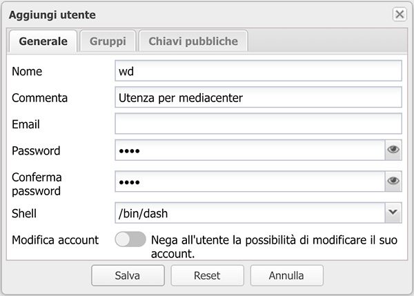 openmediavault user and share user wd added