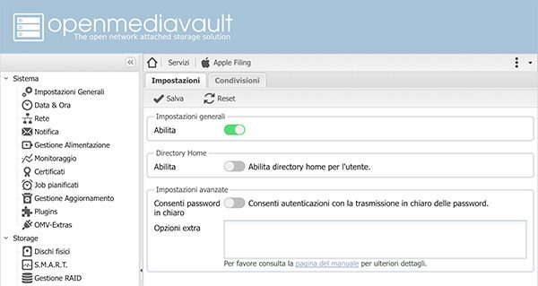 openmediavault Apple Filing plugin Time Machine setting