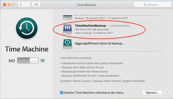 openmediavault Apple Filing plugin Time Machine disk define backup done