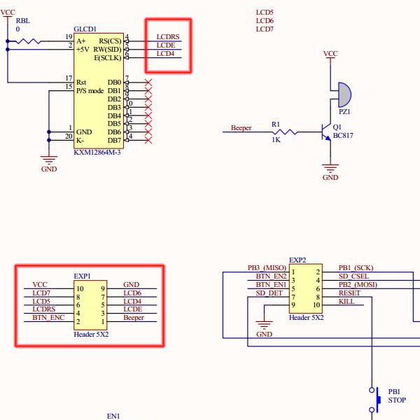 RepRap Full Graphic Controller with Arduino Uno schema detail