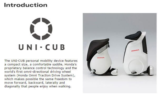 personal mobility robotics honda uni cub