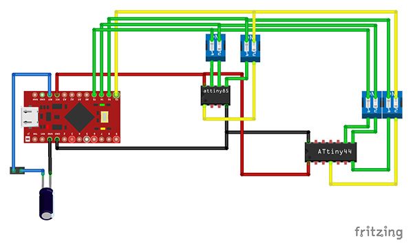 attiny85 attiny84 programmer pro micro fritzing pcb breadboard