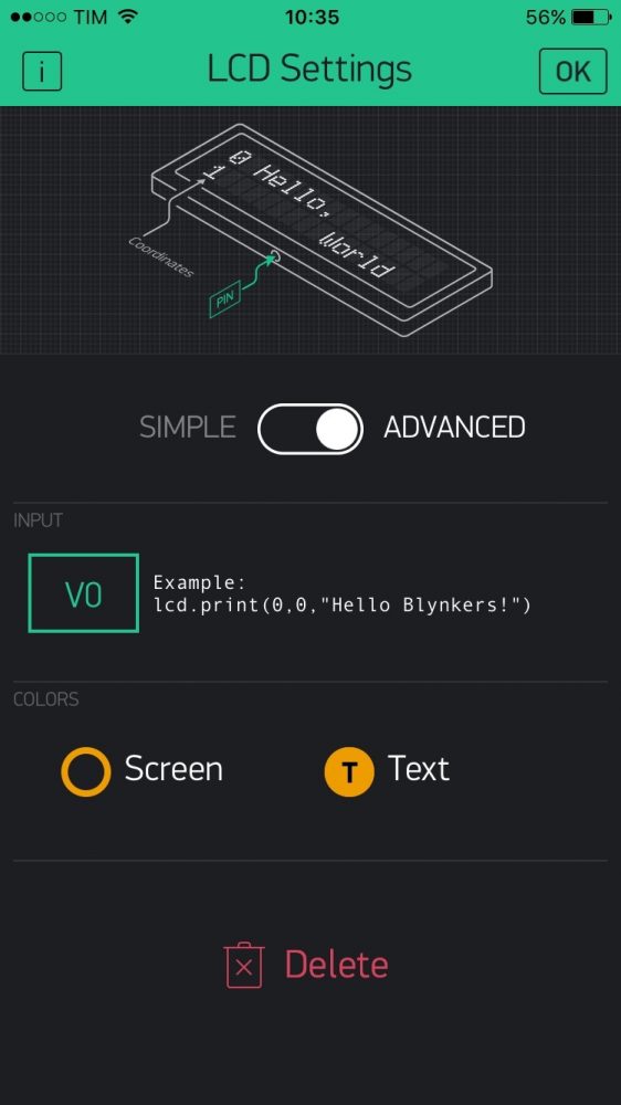 Blynk rele LCD settings