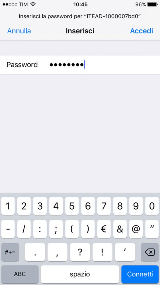  Insert WiFi ITEAD password 12345678
