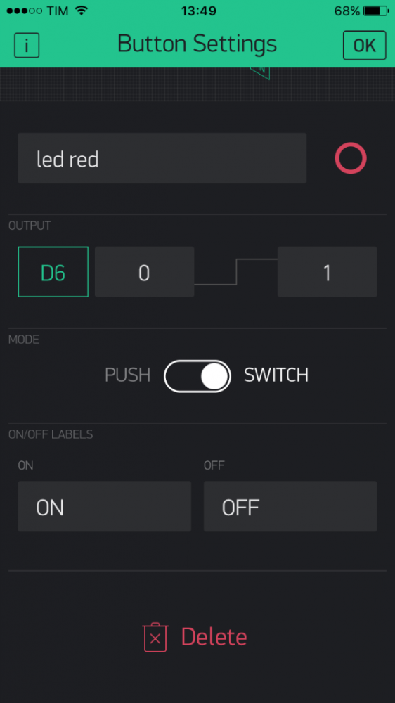 Blynk mkr1000 switch button settings