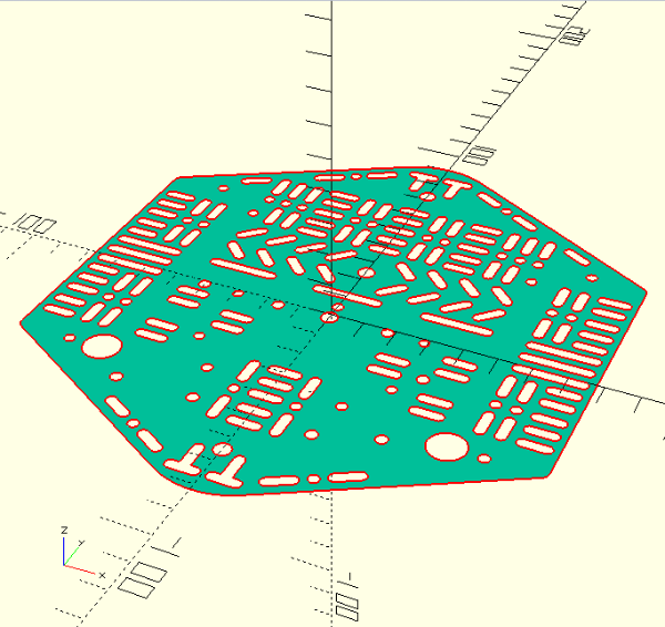 HBR robot lasercut DotBot top dxf openscad