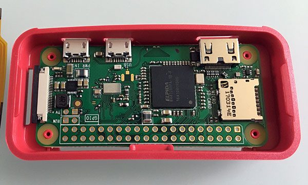 RPi Zero W in case mounted