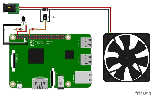 RPi DS18B20 fan control