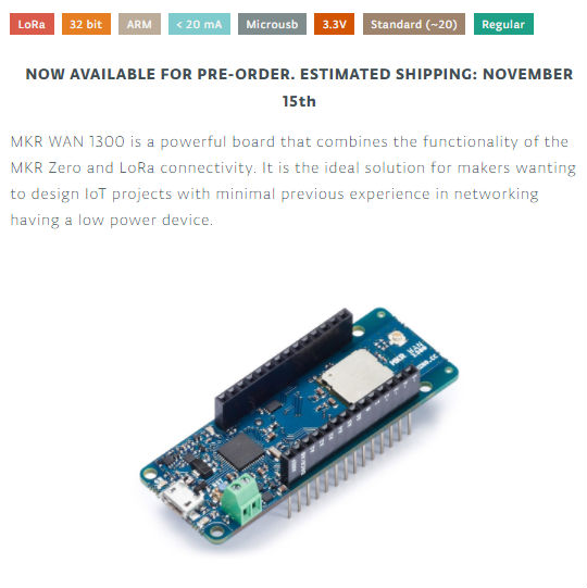 Arduino MKR WAN 1300 LoRa