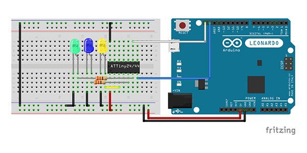 Attiny84 Arduino Led schema