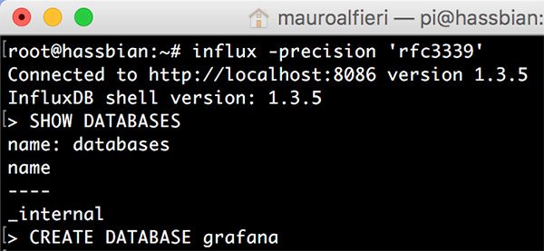 InfluxDB grafana CLI create database grafana