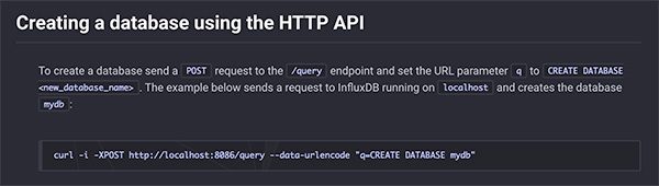 InfluxDB grafana Create DataBase HTTP API