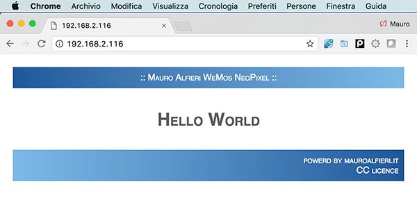 WeMos ESP8266 WebServer Chrome Web Page