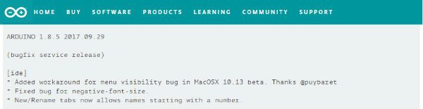 arduino ide 1.8.5 release note