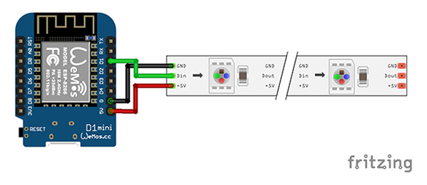 neopixel ring fastled wemos schema