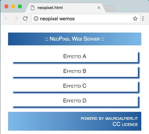 neopixel wemos web server html page