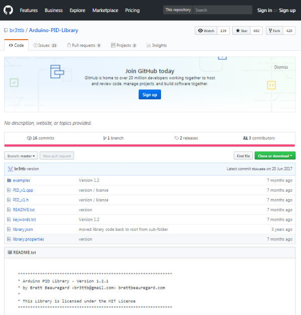 PID Library Brett Beauregard github