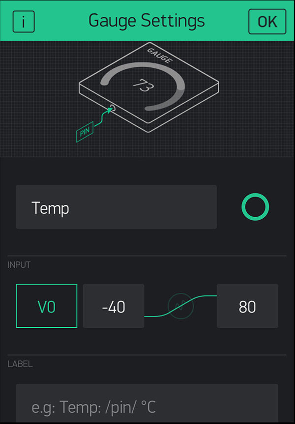 WeMos D1 mini DHT22 Blynk Gauge V0