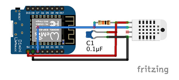 WeMos D1 mini DHT22 schema