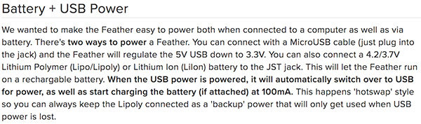 adafruit feather HUZZAH ESP8266 power