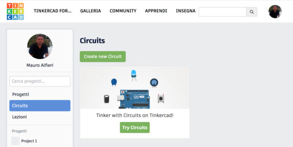 tinkercad circuit create new