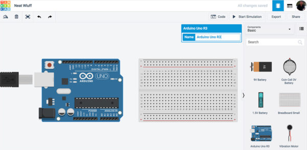 tinkercad circuit insert Arduino Uno R3