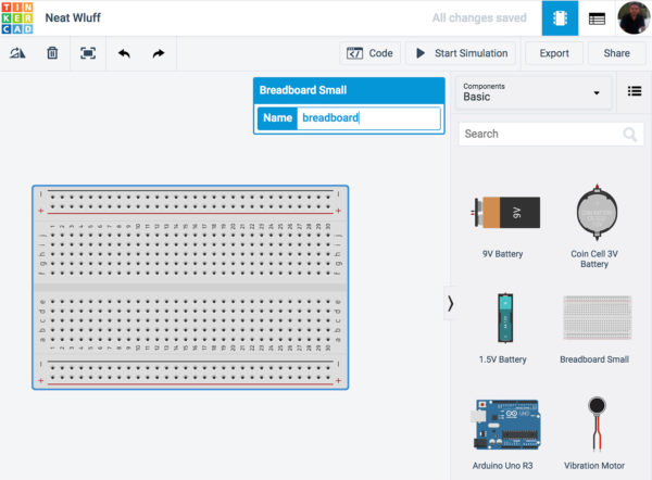 tinkercad circuit insert breadboard