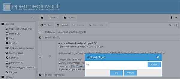 OpenMediaVault 4 omvextrasorg plugin - Alfieri Mauro Embedded