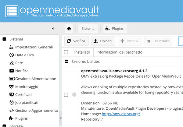 OpenMediaVault 4 omvextrasorg plugin