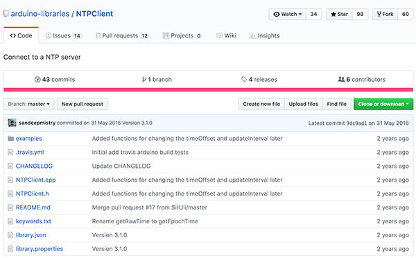 FireBeetle ESP32 NTP client github library