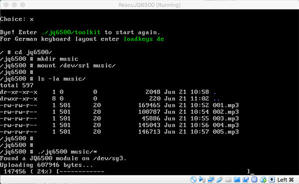 JQ6500 rescue tool virtualbox upload music