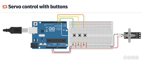 Tinkercad Servo control buttons tutorial