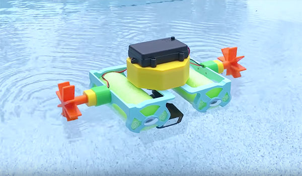 3d robot boat printed crickit-boat