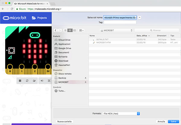 micro bit primo sketch save in the drive