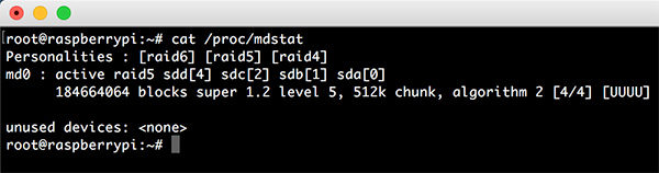 Raspberry RAID5 mdadm completed