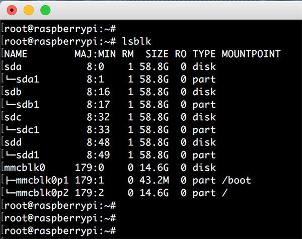Raspberry RAID5 mdadm lsblk disk