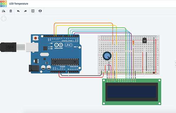 Tinkercad tutorial lcd temperature